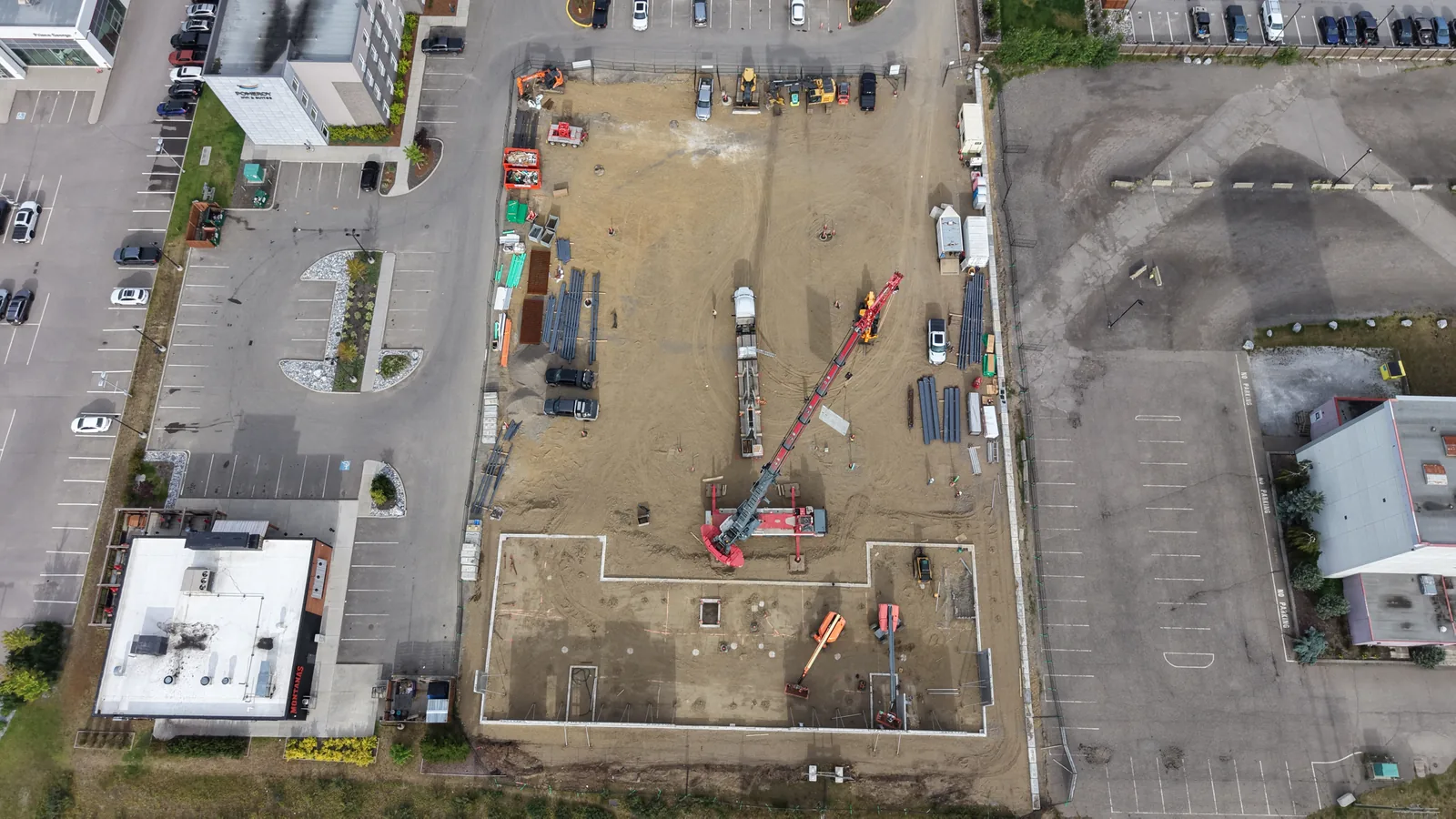 Top-down aerial view of the RECPLACE construction site