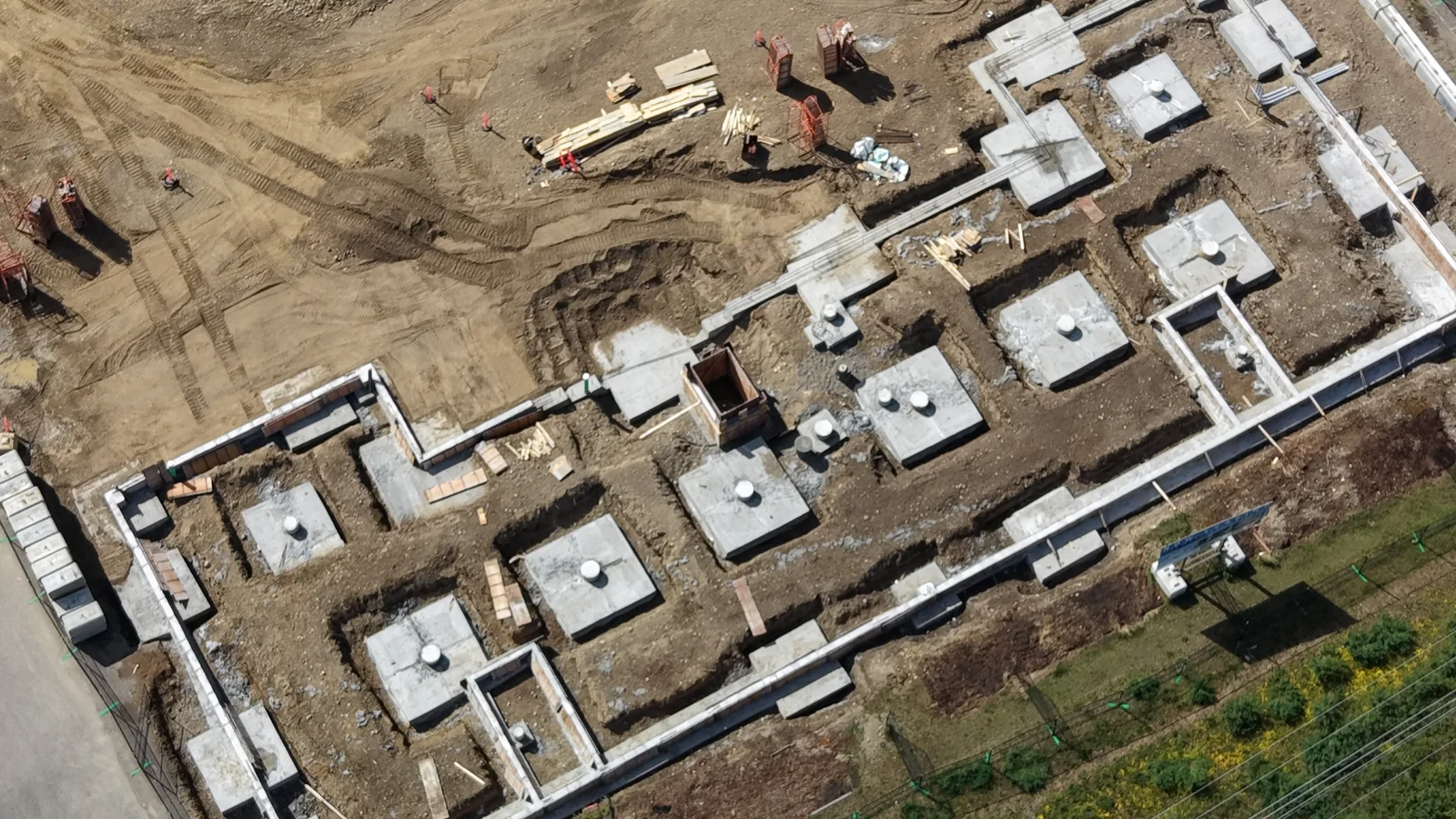 Aerial detail of RECPLACE footings and foundation work